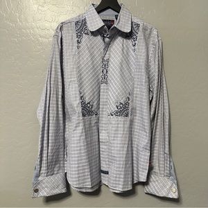 English Laundry Christopher Wicks Plaid Embroidered Button Up Shirt - Sz XL
